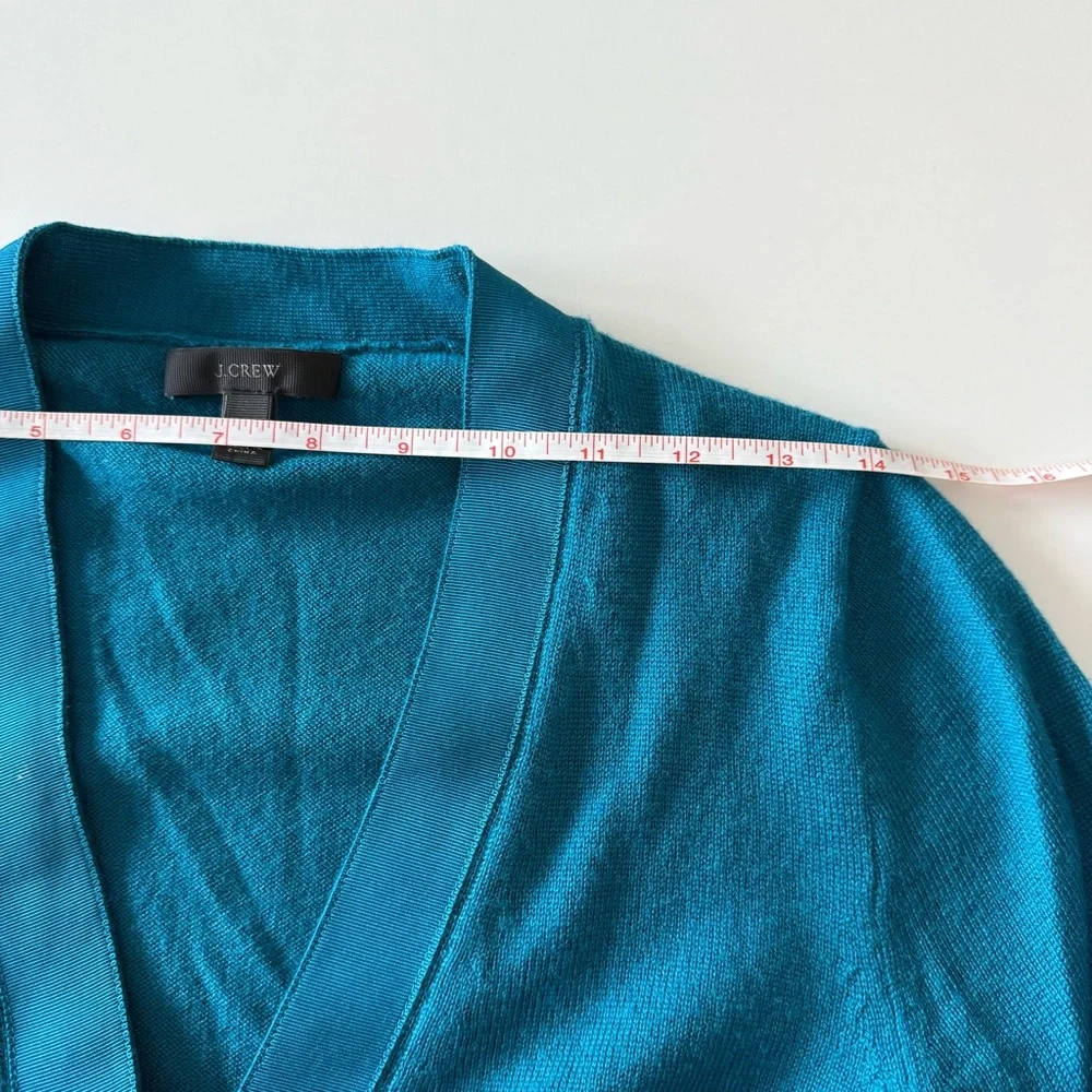 J. Crew 100% Merino Wool Button-Up V-neck Cardigan Teal Size XS - Picture 5 of 7
